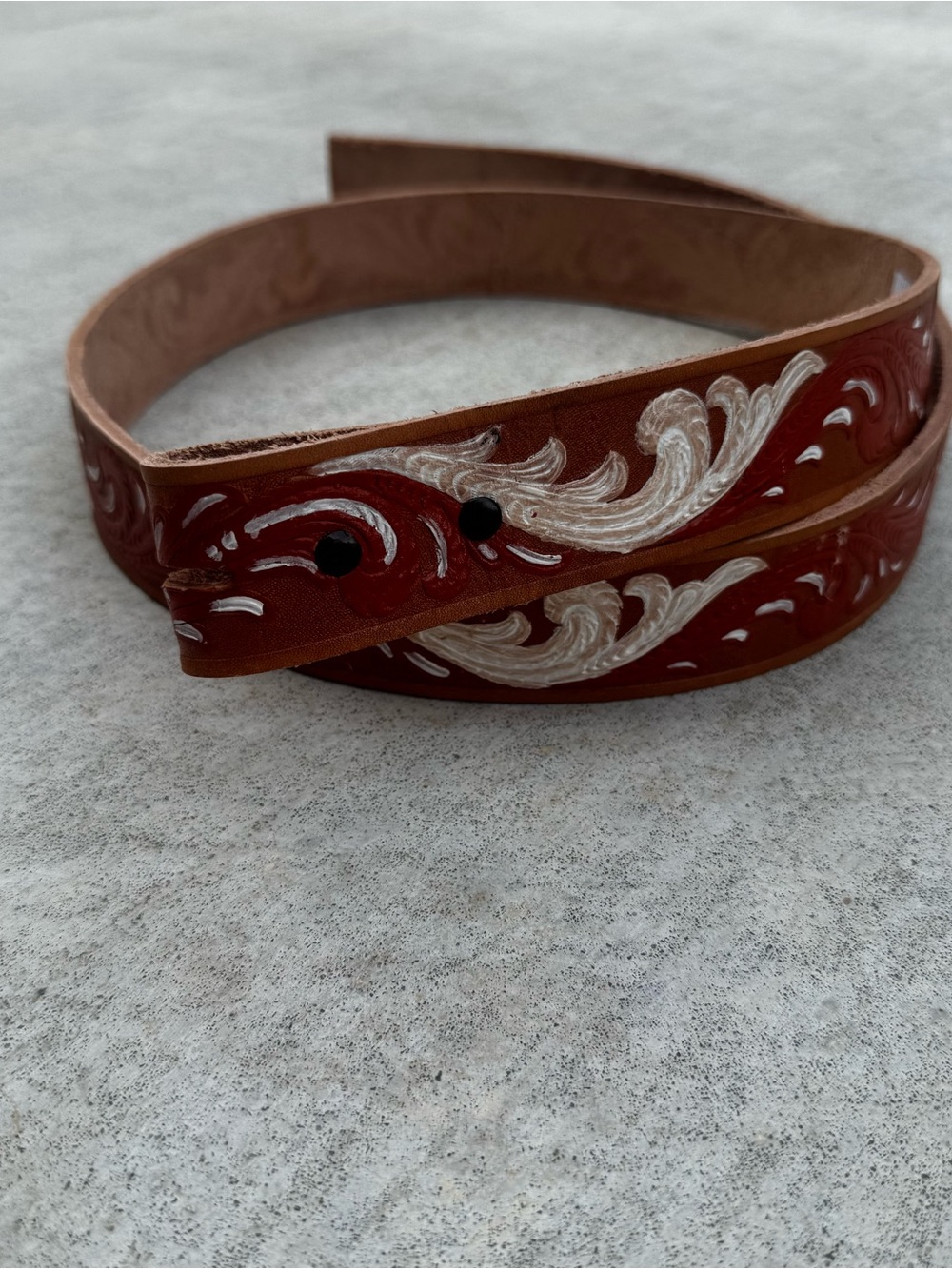 Leather Floral Vine Belt
